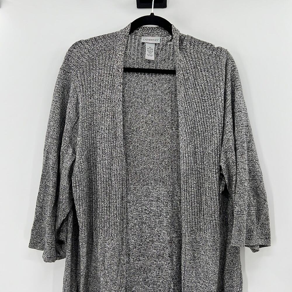 Catherines 3/4 Sleeve Cardigan - Heathered Black - 3X - Picture 2 of 6